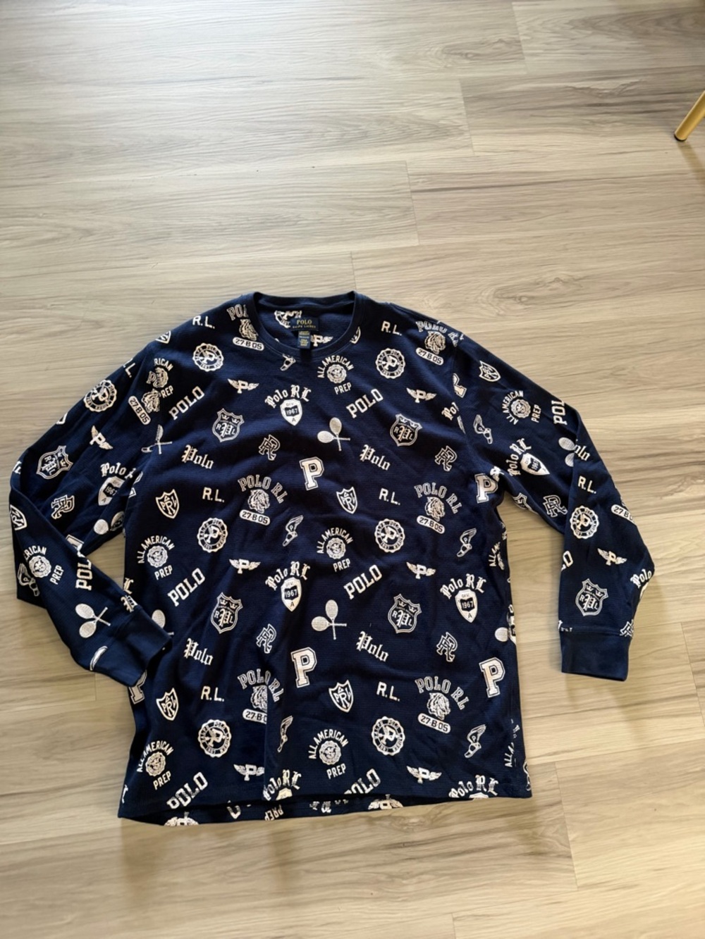 Ralph Lauren Navy Crewneck sleepwear Tee with White Prep Logos